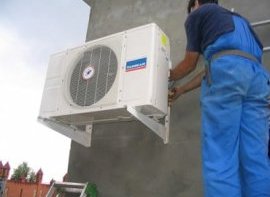 Установка наружного блока на стену здания Установка наружного блока на стену здания